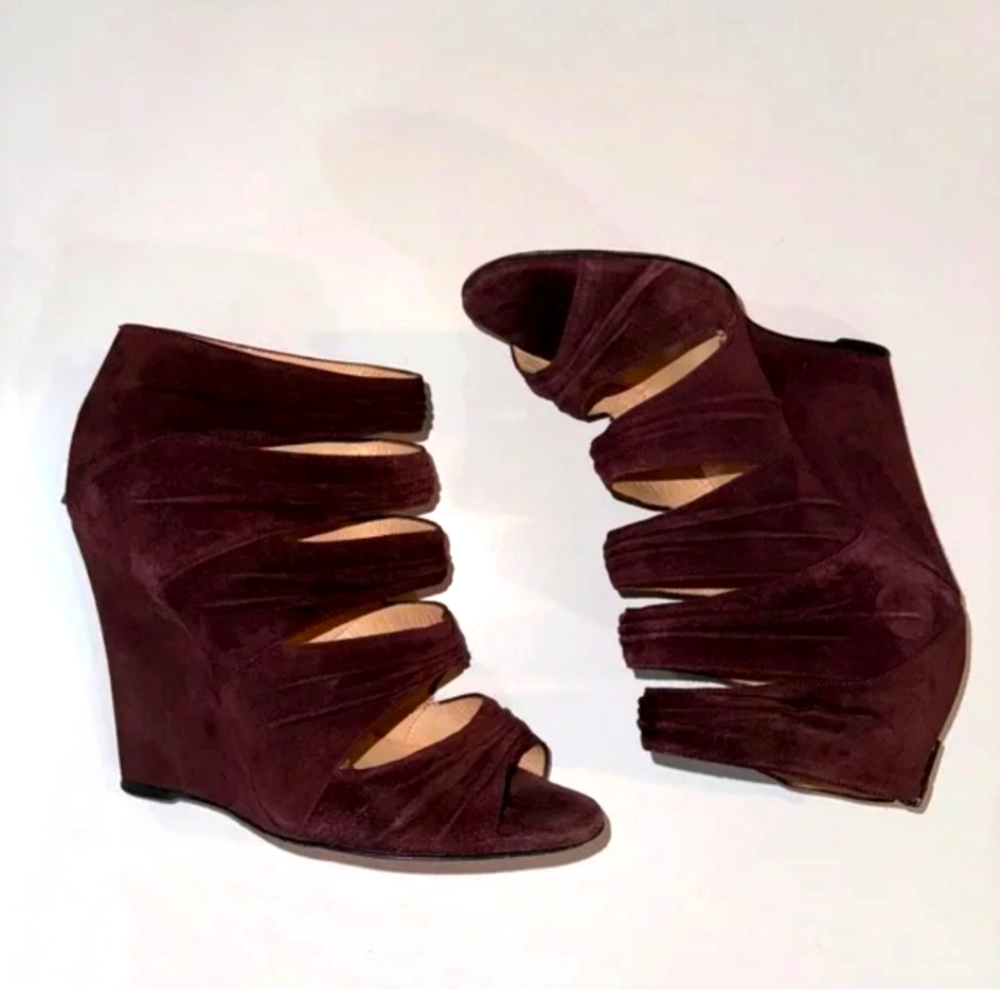 Christian Louboutin Developpa 100 Suede Wedge Heel Pumps